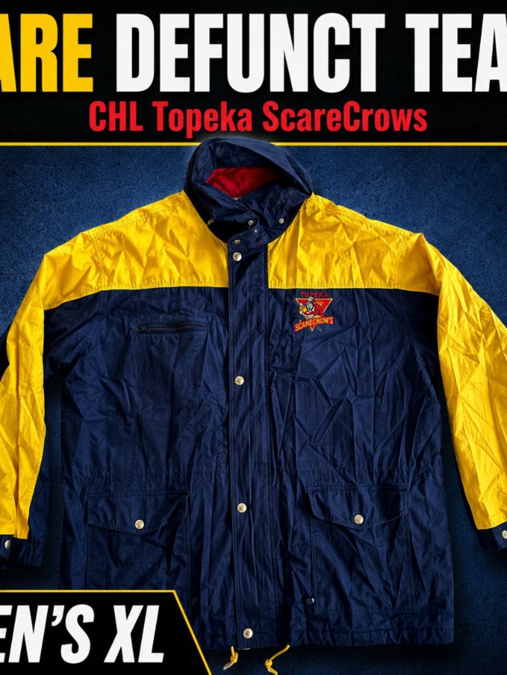 Vintage CHL Topeka ScareCrows Men’s XL Old Stock Licensed Windbreaker Jacket